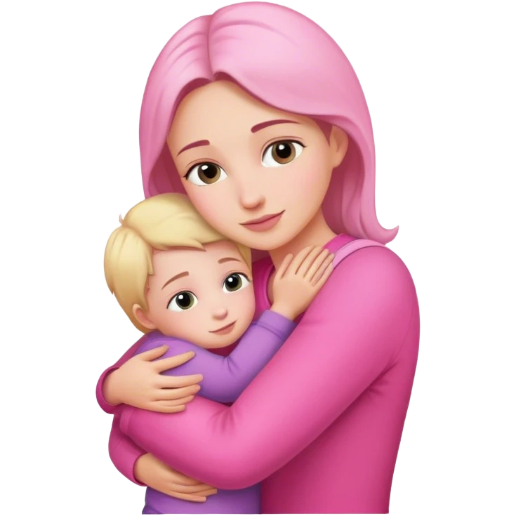 обійми тренерші з дитиною в рожевому  emoji