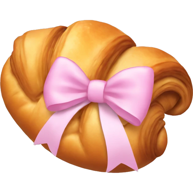 Croissant with light pink bow emoji