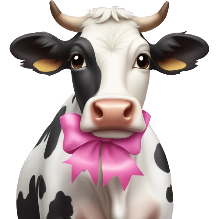 Cow wearing a pink bow emoji