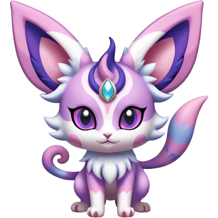 Shiny Exotic Cute Espeon-Sylveon-Purrloin-Meowstic-Hybrid-Creature with pattern-markings emoji