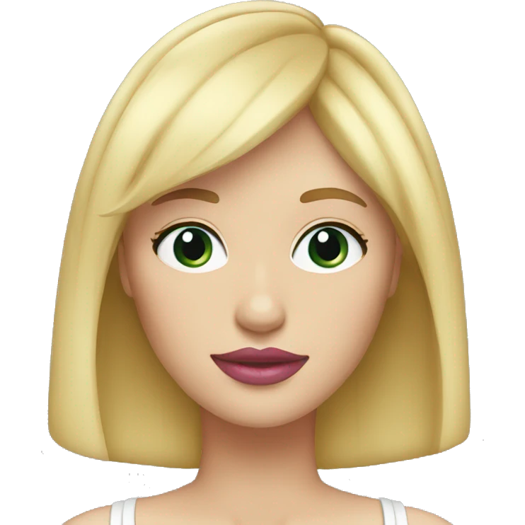 Blonde bangs bob pink lips caucasian emoji