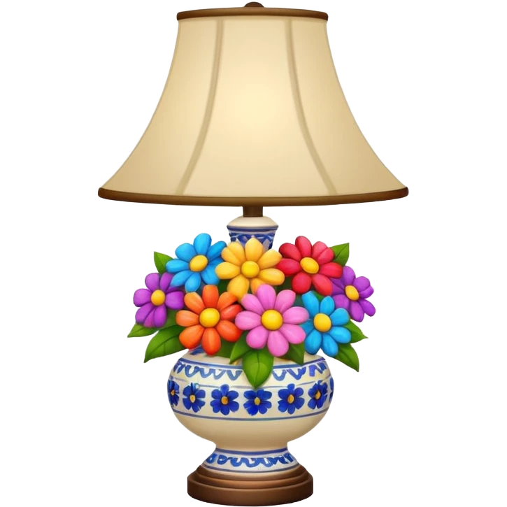 A lamp with a bouquet of flowers emoji