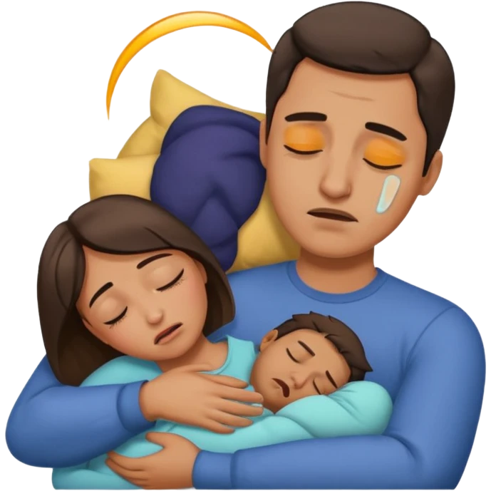 A man holding a sleeping woman in his arms whilst crying  emoji