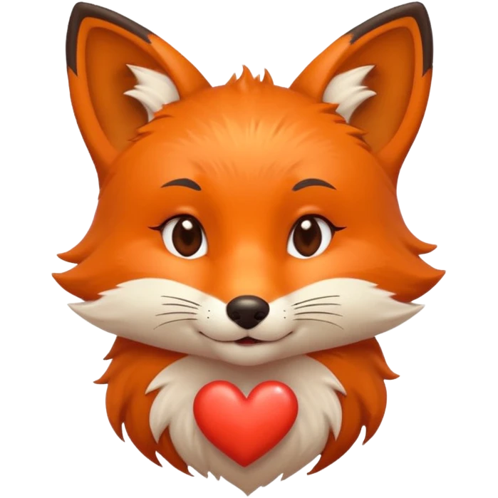 A iOS style fox with a kissing & winky face and a small heart emoji