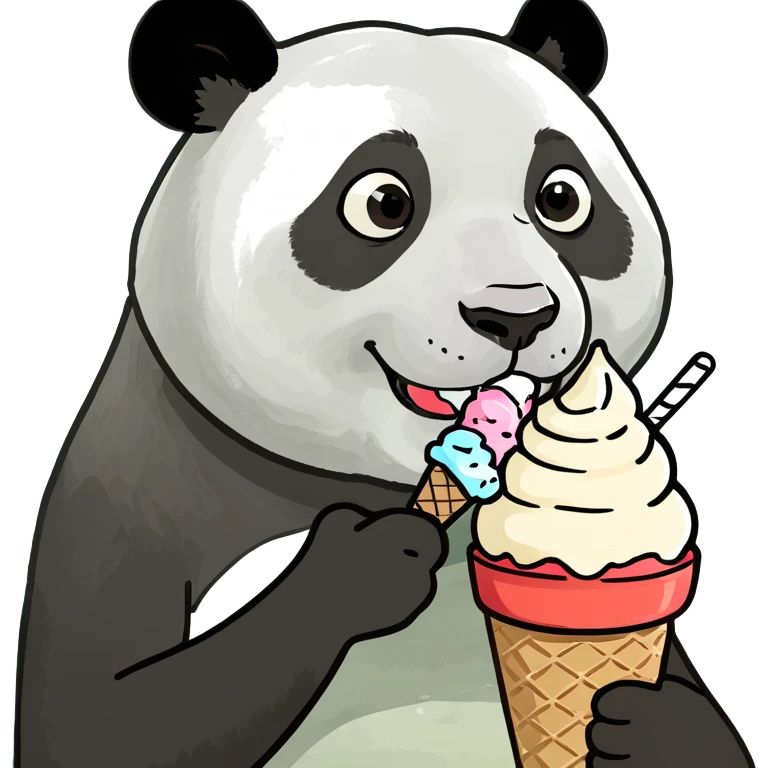 Panda eating ice cream emoji