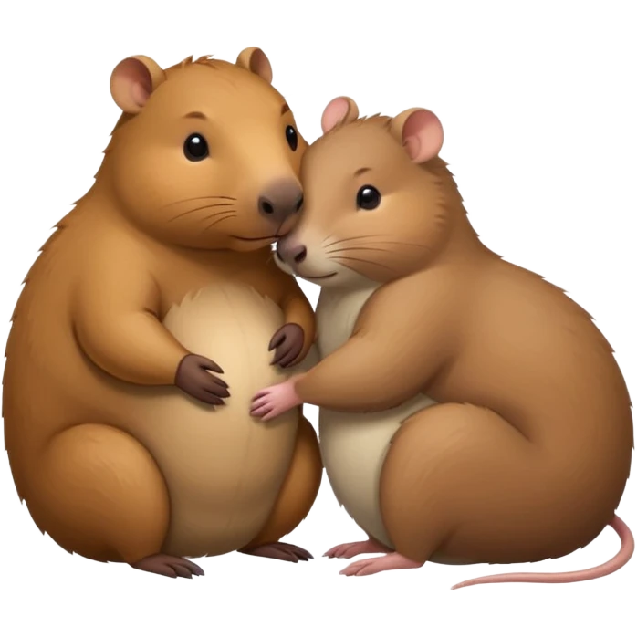 capybara and a mouse cudding with each other emoji