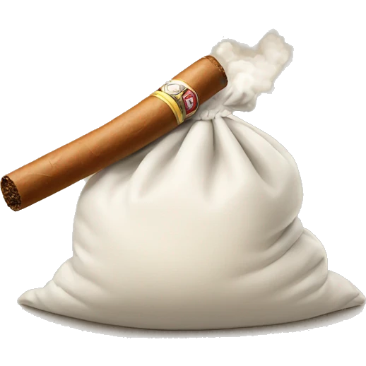 a bag of flour smokes a cigar emoji