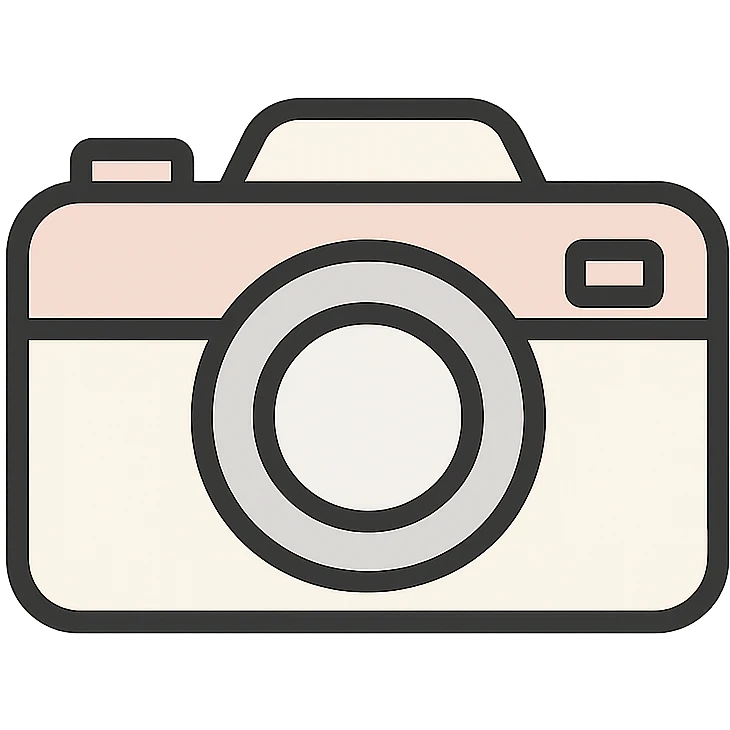 simple light coloured camera icon, minimal design, soft pastel colors, transparent background emoji
