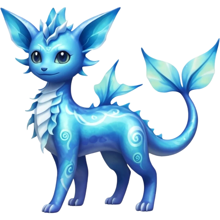 Shiny Nebulae Delcatty-Lumineon-Vaporeon-Amaura-Dragonair-Fakémon-hybrid-creature (full body)  emoji