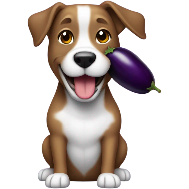 Dog eating eggplant  emoji