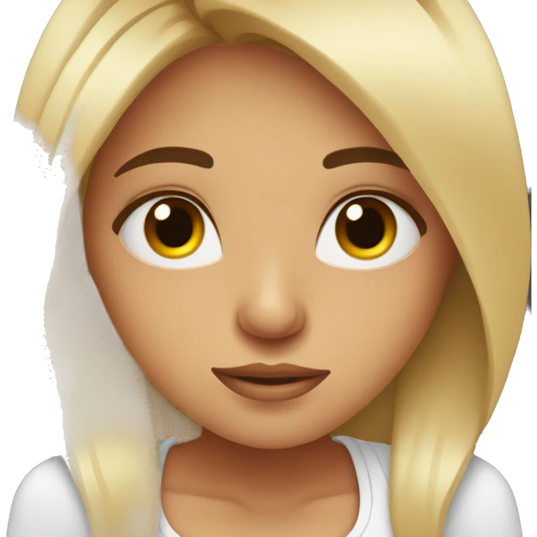 tired girl working in marketing brown eyes big lashes emoji