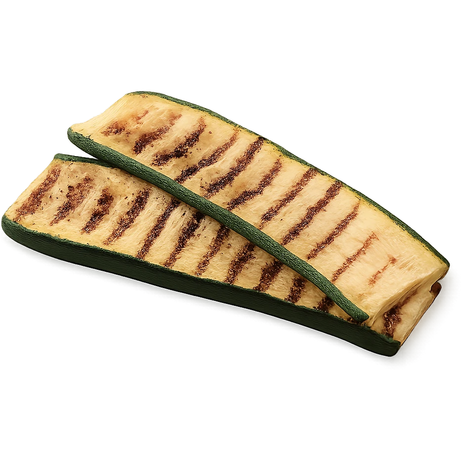 Realistic style grilled zucchini slices inspired by the reference image, natural details, no background. emoji