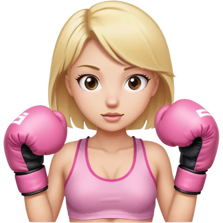 blonde girl wearing pink boxing gloves emoji