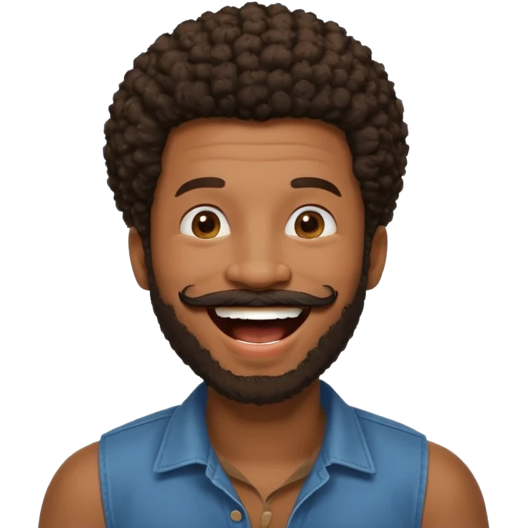 black man with beard, mustache, and short afro laughing emoji