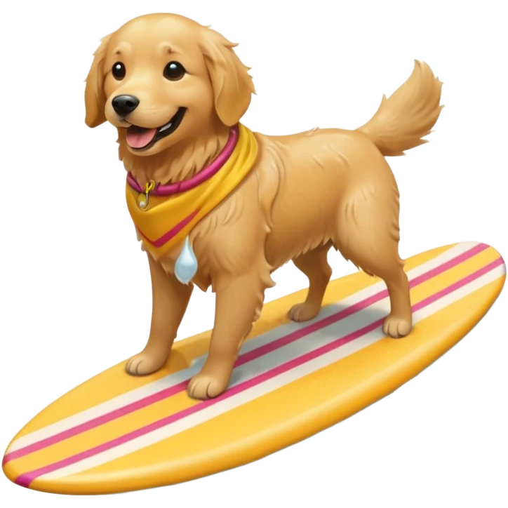 Realistic golden retriever surfing emoji