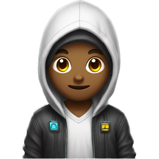 Creae un niño gamer con capucha enojado emoji