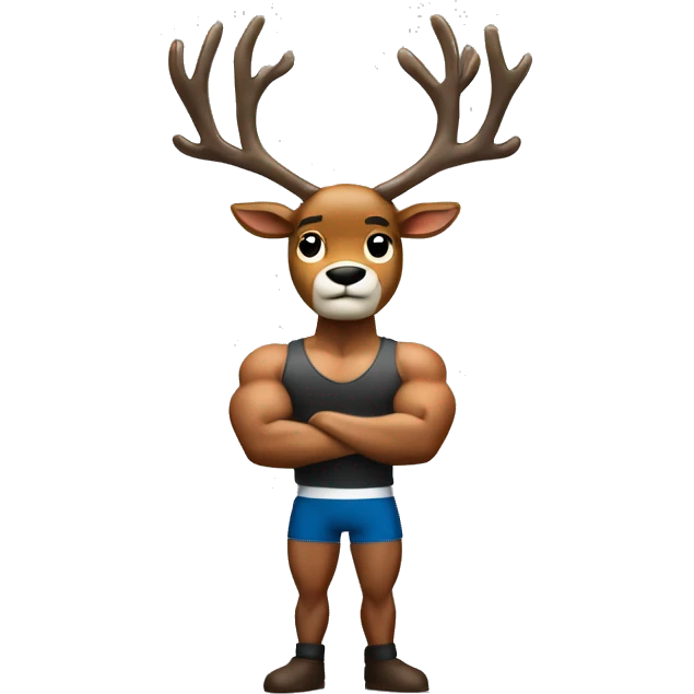 Reindeer muscular showing off biceps arms crossed masculine fierce torso and "Team Donner" on shirt emoji