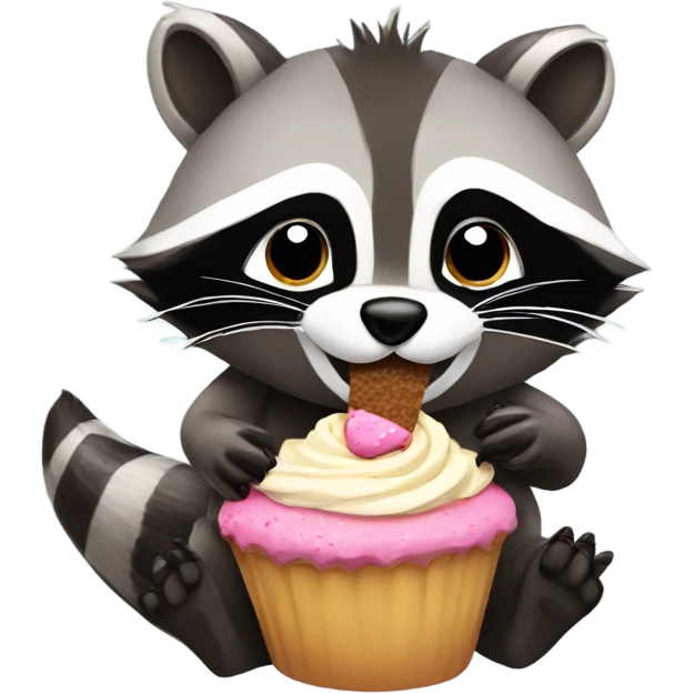 Racoon eating a cupcake emoji