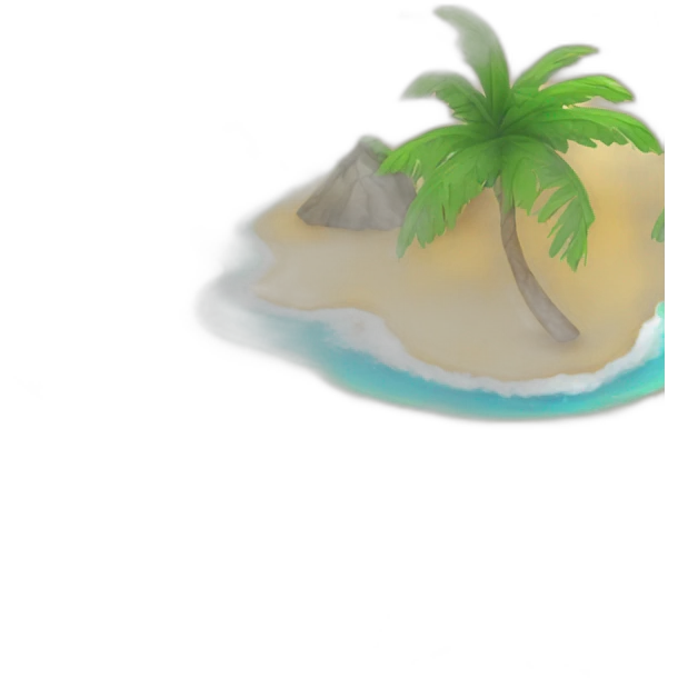beach with volcan emoji