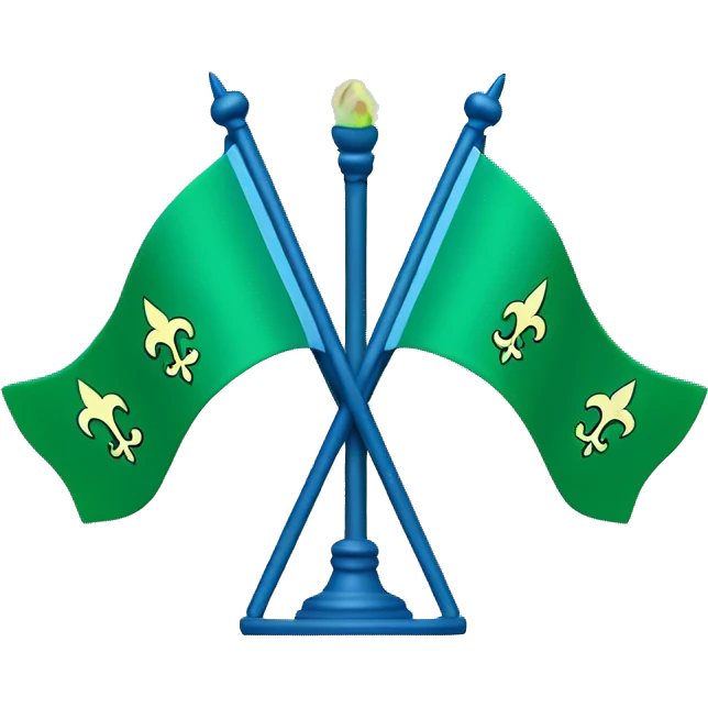 Blue and green flag with three moon and three Fleur-de-lis emojis emoji