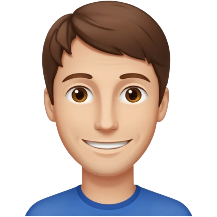 homme brun cheveux long visage mince sourire style européen emoji