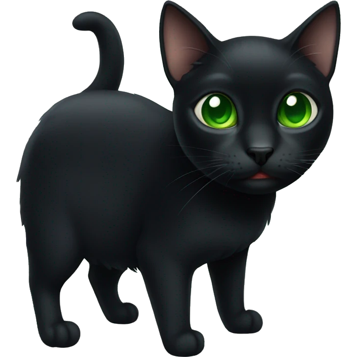 Black cat with green eyes  emoji