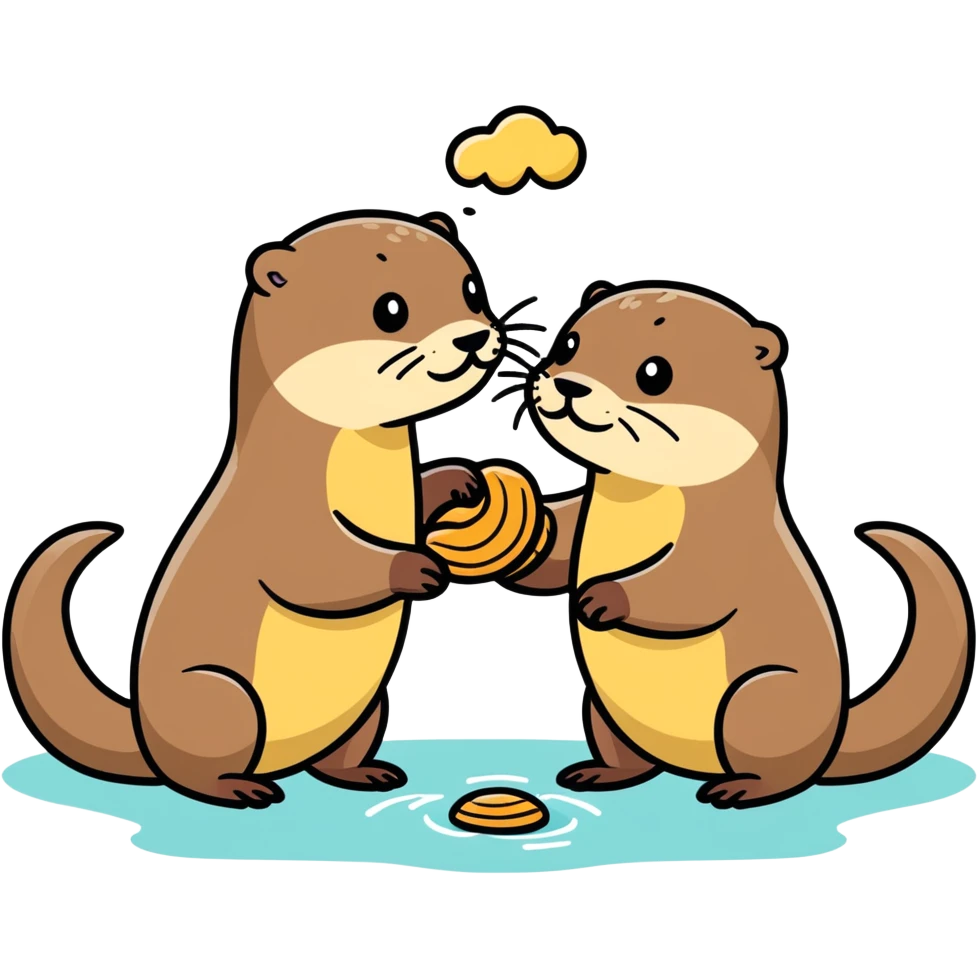 two otters fighting over a clam emoji