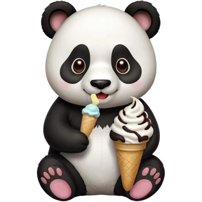 Panda eating ice cream emoji