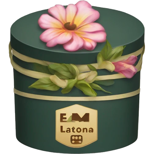 latona flowers hat box with latona.am logo emoji
