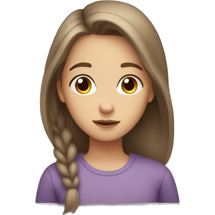White Brown hair girl with brown eyes watching phobe emoji