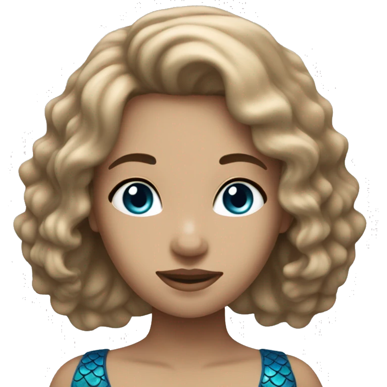 white skin and light brown haired blue mermaid emoji