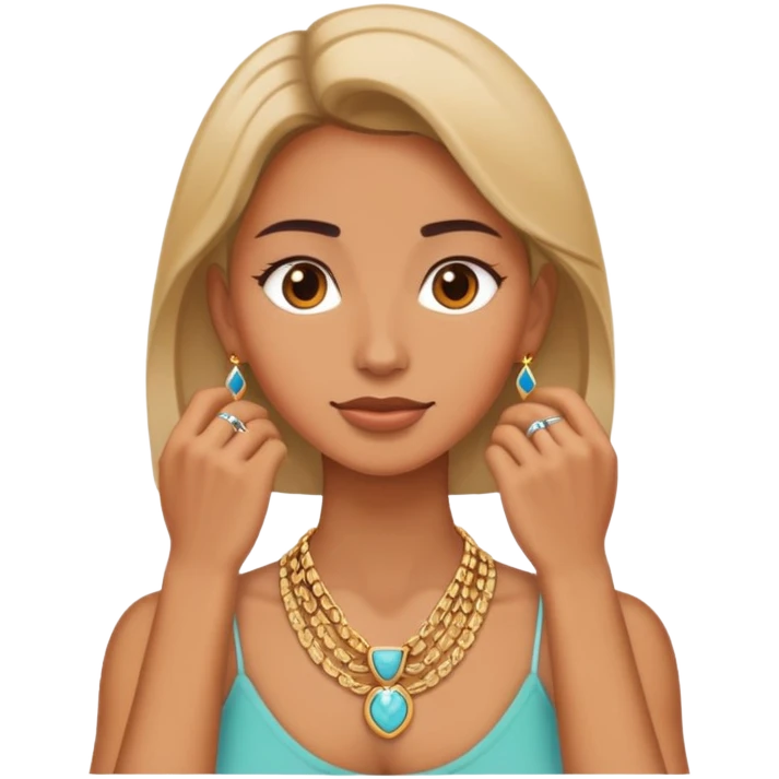 Woman with her hands around her neck emoji