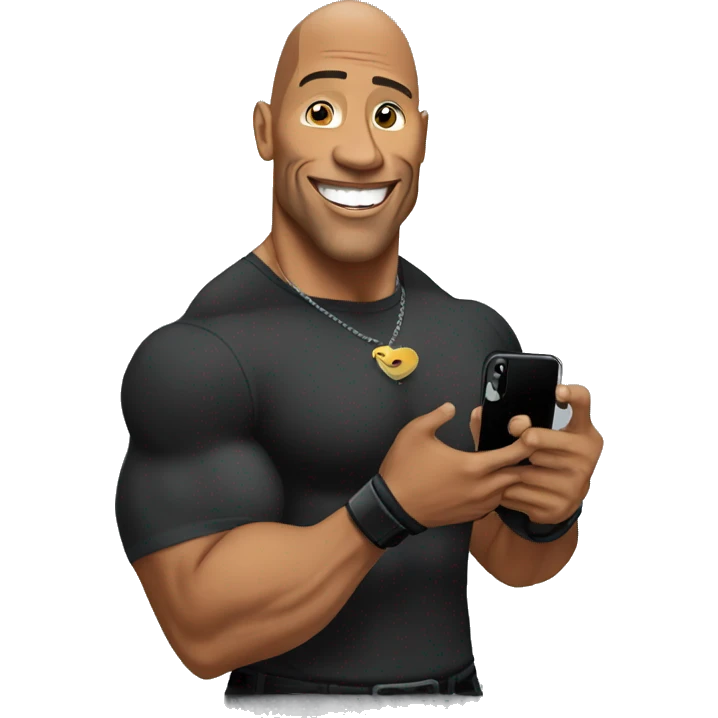 the rock holding an iphone emoji