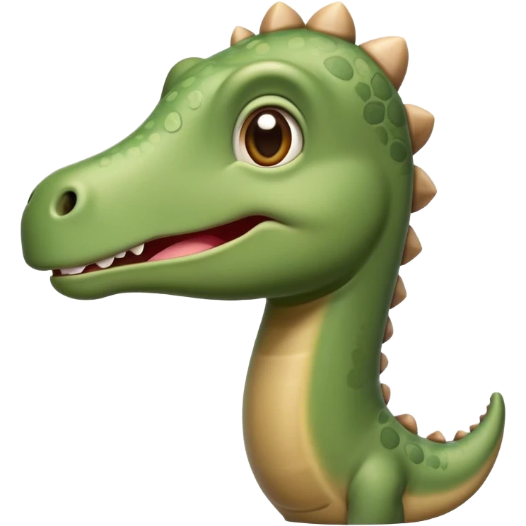 Cinematic Cute Brontosaurus Portrait Emoji, Head tilted playfully with a gentle smile, featuring a charming, massive form with an elongated neck and a small, endearing head adorned with bright, curious eyes, Simplified yet irresistibly adorable features, highly detailed, glowing with a warm, inviting prehistoric glow, high shine, affectionate and lively, stylized with a touch of whimsical ancient charm, soft glowing outline, capturing the essence of a playful Brontosaurus that seems as if it could amble out of the screen into your arms! emoji