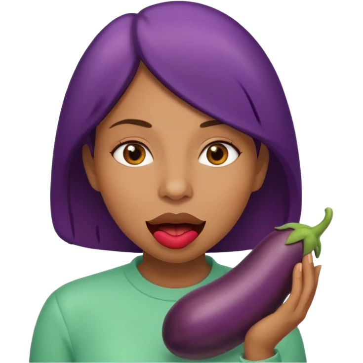 Woman with eggplant in her mouth  emoji