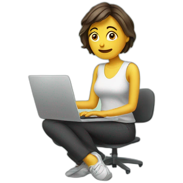 stressful lady sitting iwth laptop emoji