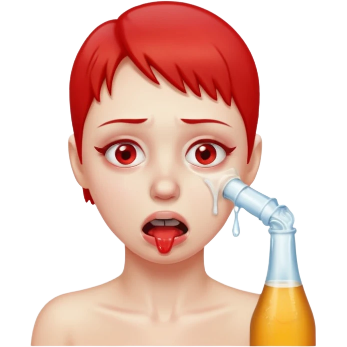 POV choking by the neck, wet face, drunk emoji