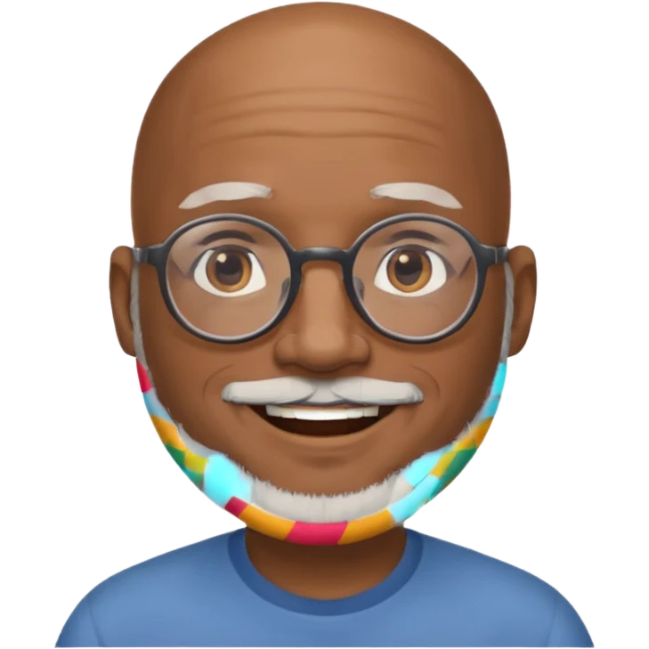 African american male, bald, gray beard. Round face, glasses emoji