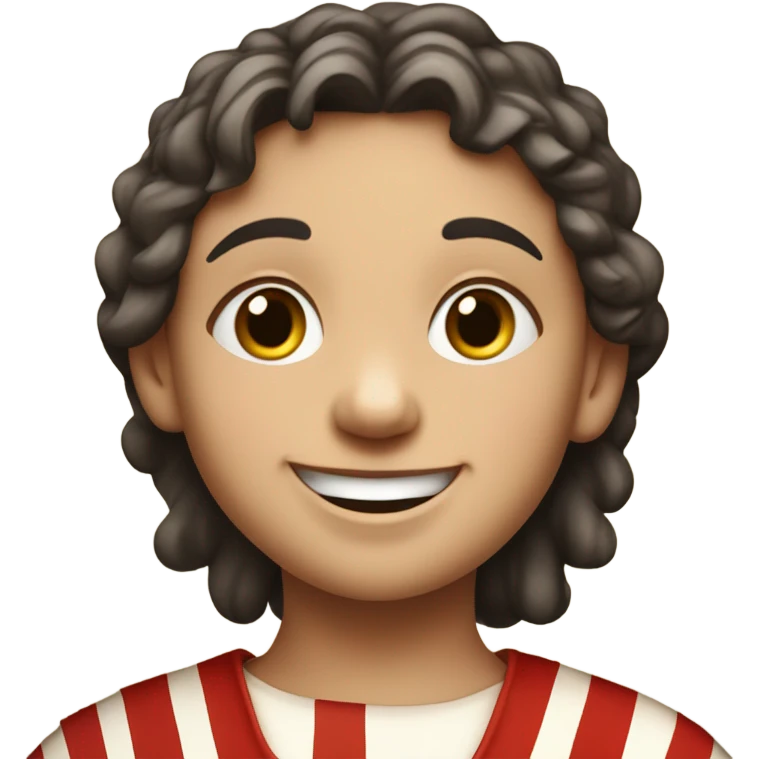 11th century european child in red striped long tunic rejoicing emoji
