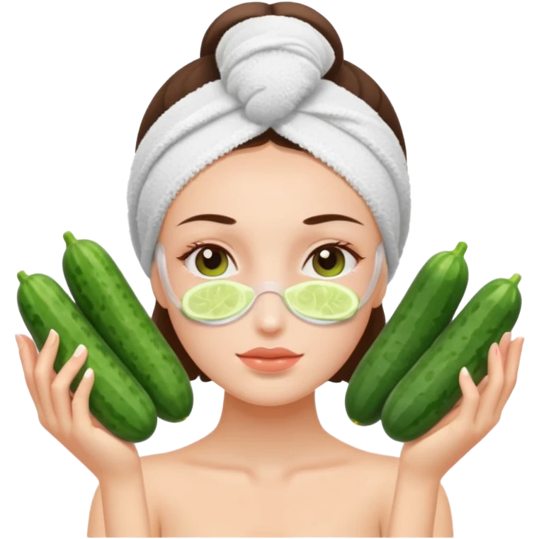 spa girl with towels and cucumbers on eyes  emoji