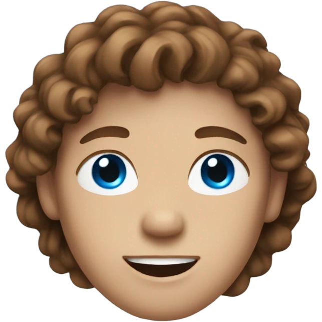 Brown wavy hair with blue eyes emoji