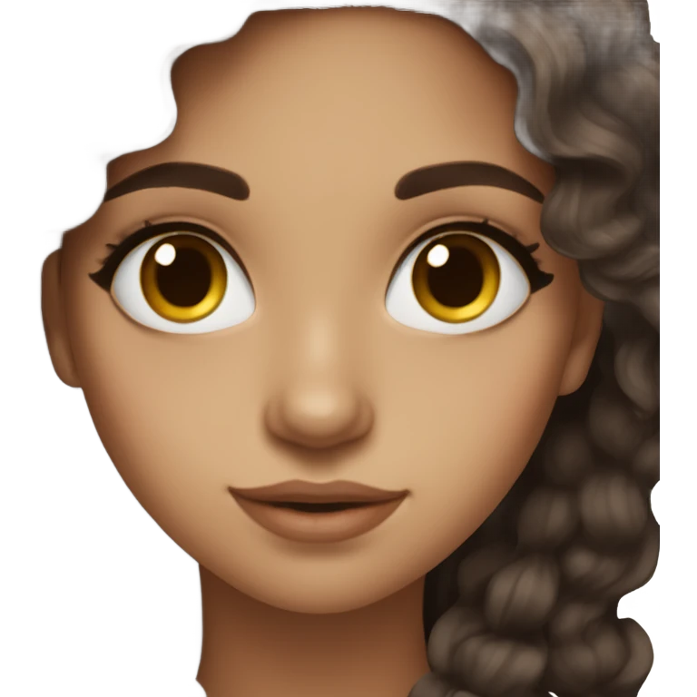 Beautiful girl,dark brown hair,wavy hair，long hair,dark brown eyes,latina emoji