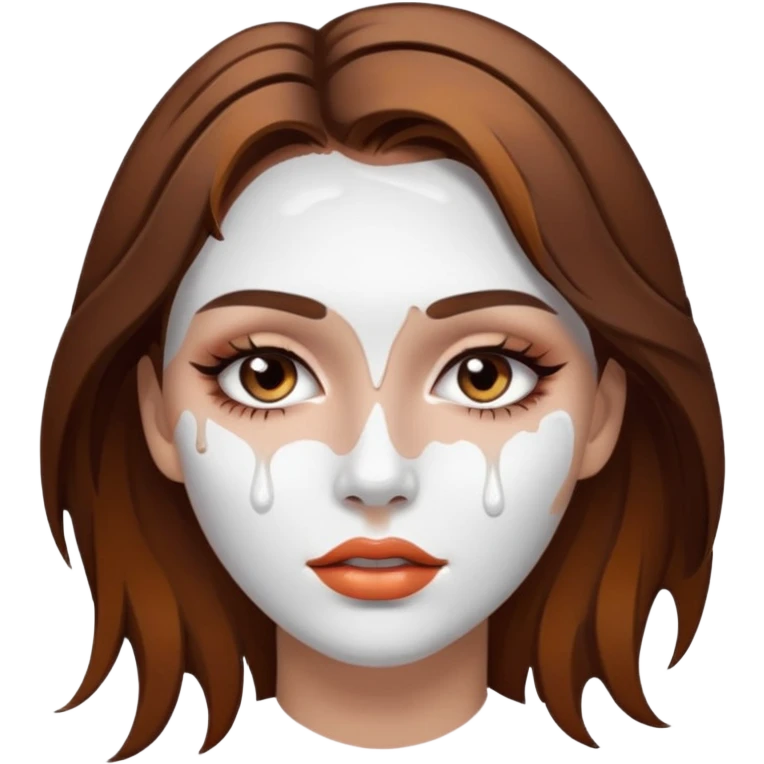 Brown Hair Woman , white paint , drip, face, hot emoji