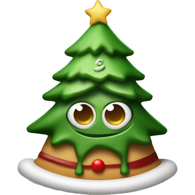 Christmas tree wearing santas hat while eating a Christmas dinne emoji