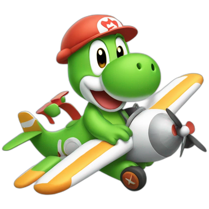 YOSHI RIDING A PLANE emoji
