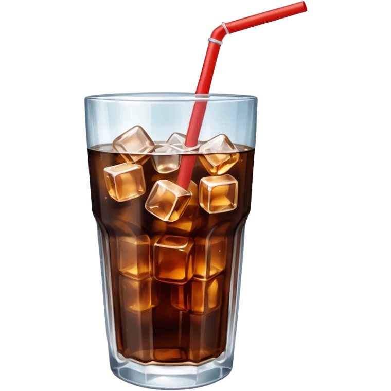 a glass filled with coke and ice cubes with a straw in the glass emoji