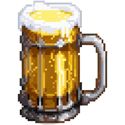 Pixel art beer mug with golden liquid and white foam emoji