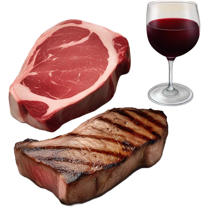 T-bone Steak Dinner with a glass of Cabernet  emoji