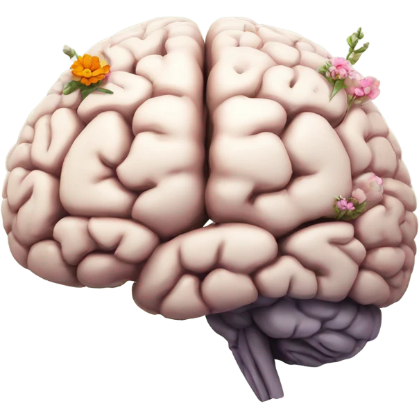 anatomical brain with flowers emoji