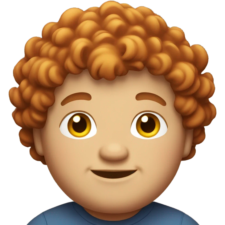 Redish poor curly hair guy chubby smiling emoji